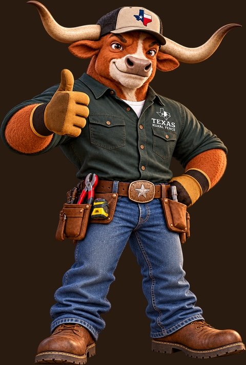 The Texas Rural Fence longhorn mascot giving a thumbs-up
