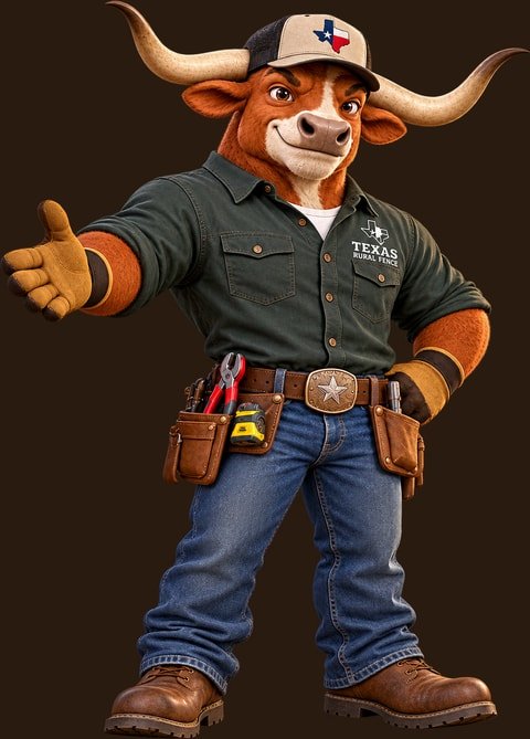 The Texas Rural Fence longhorn mascot offering a handshake