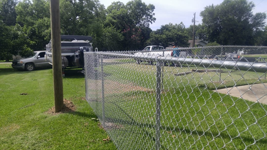 Chain link fence around a boat storage lot