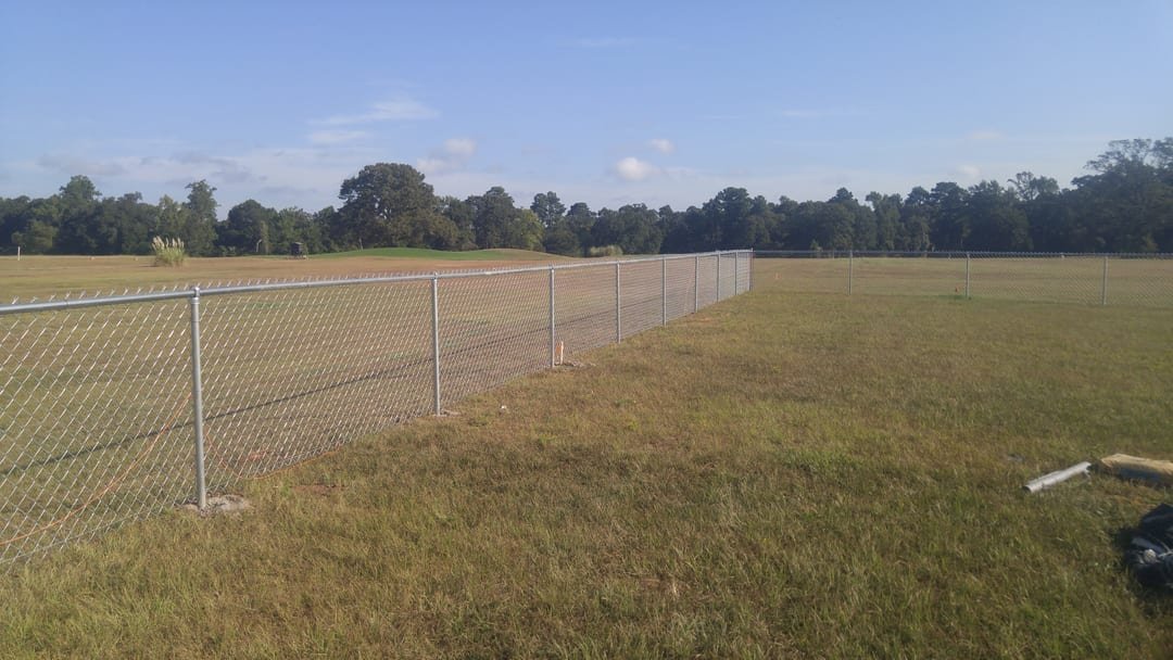 Chain link fencing with heavy gates on a commercial property