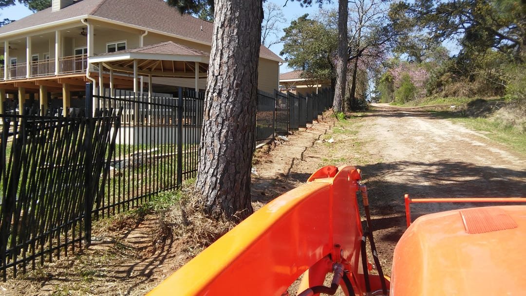 Chain link fence around a manufactured home yard