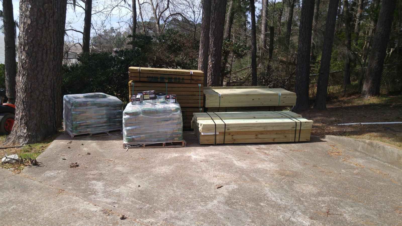 Fence materials staged for a job
