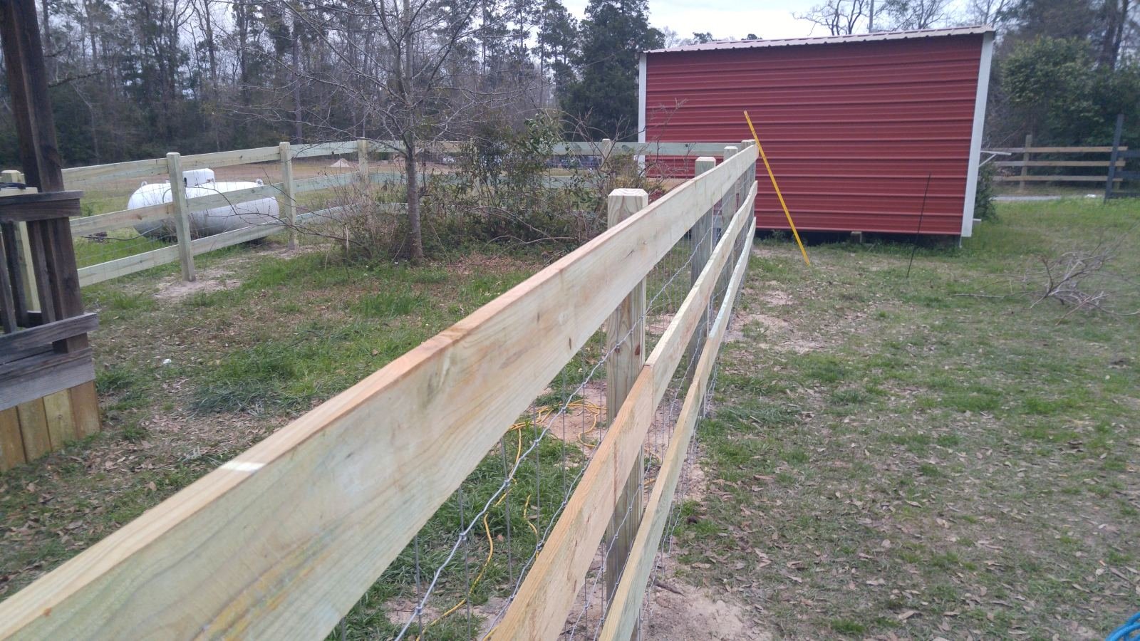 Corral fence post and rail joinery detail
