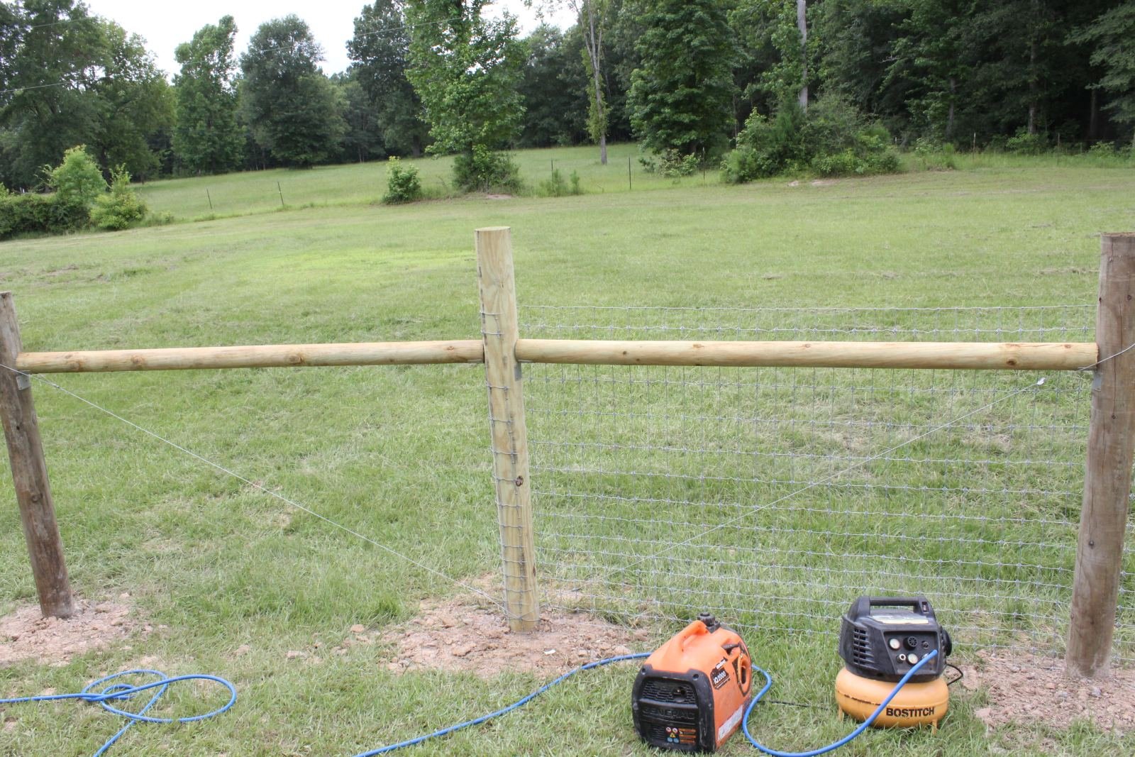 T-post detail with wire mesh attached